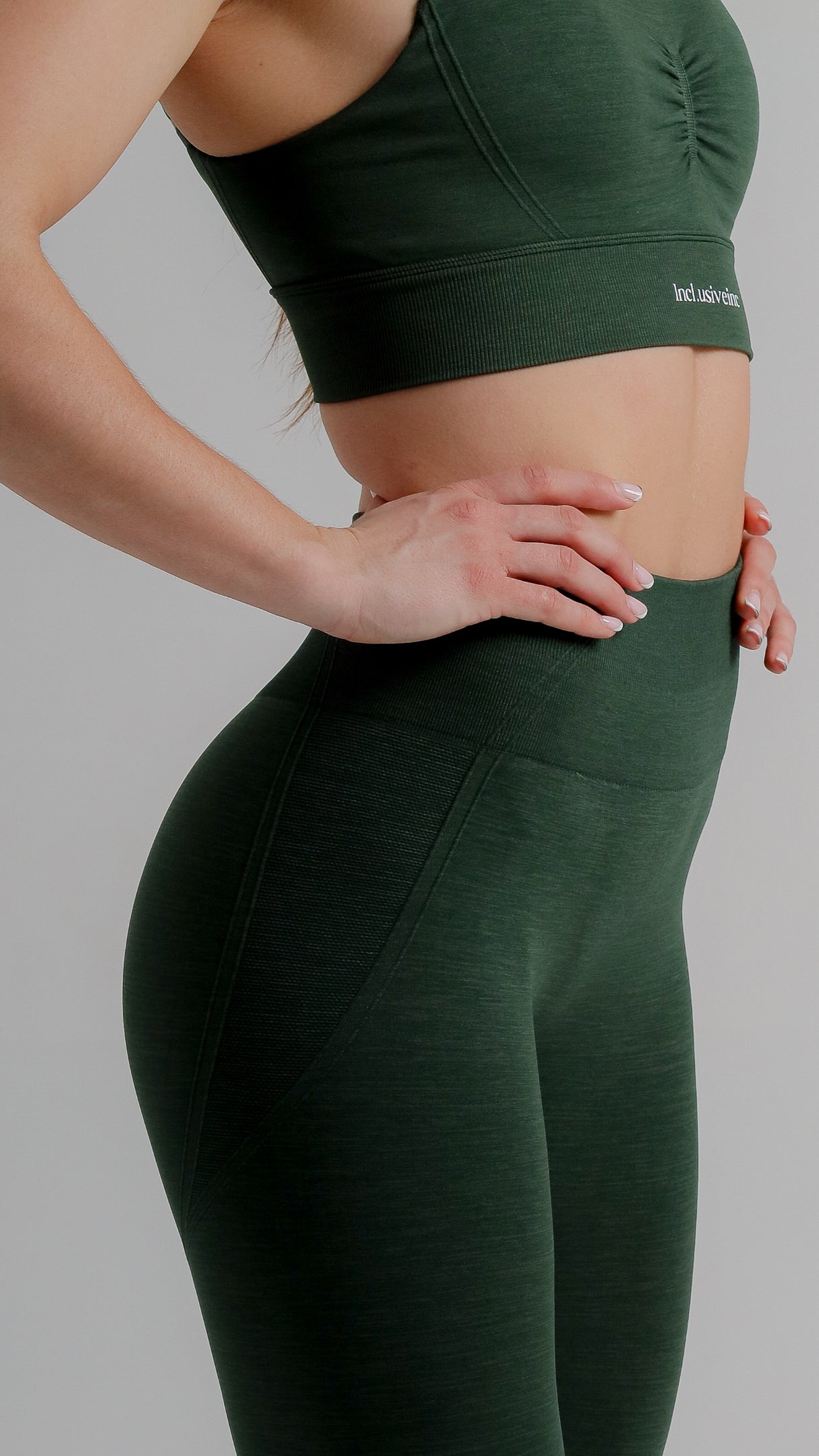 Incl.usiveinc Forest Green High-Waisted Seamless Leggings – Squat-Proof, Tall-Girl Friendly Activewear