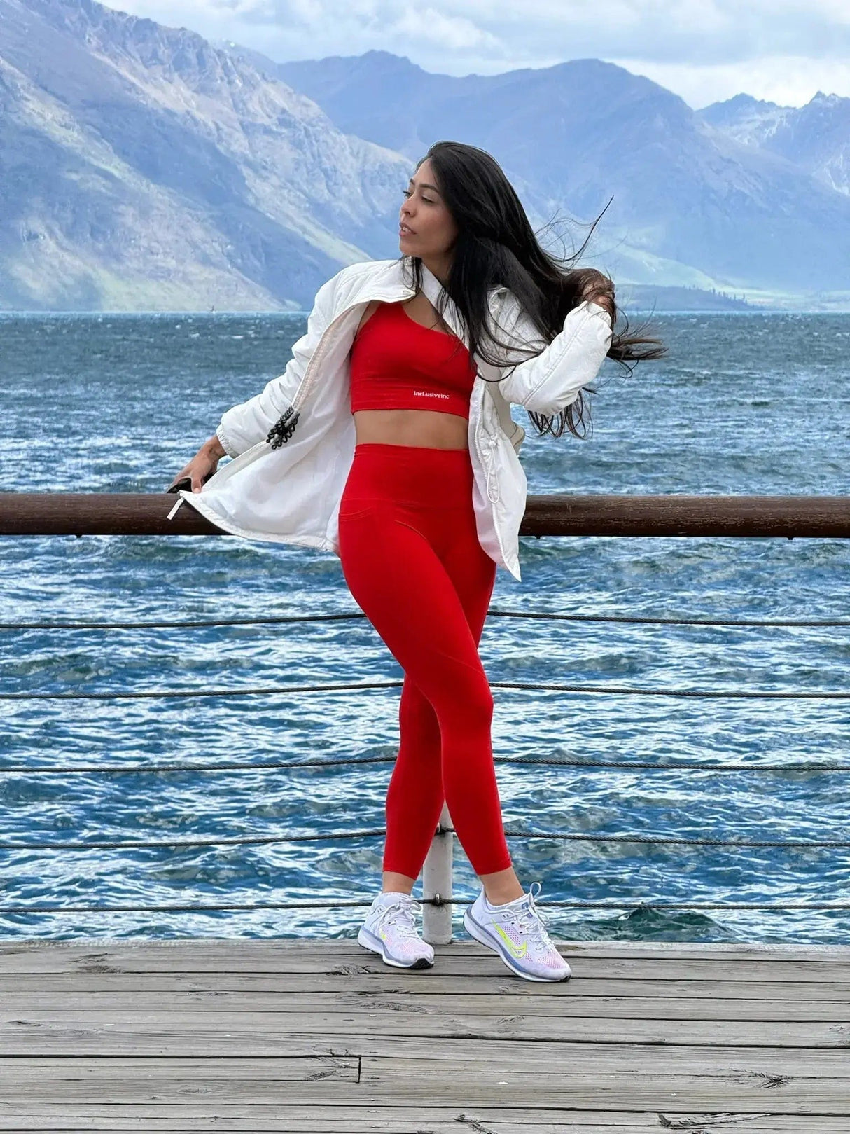 Active Red Leggings with Pockets Incl.usiveinc - Premium Activewear