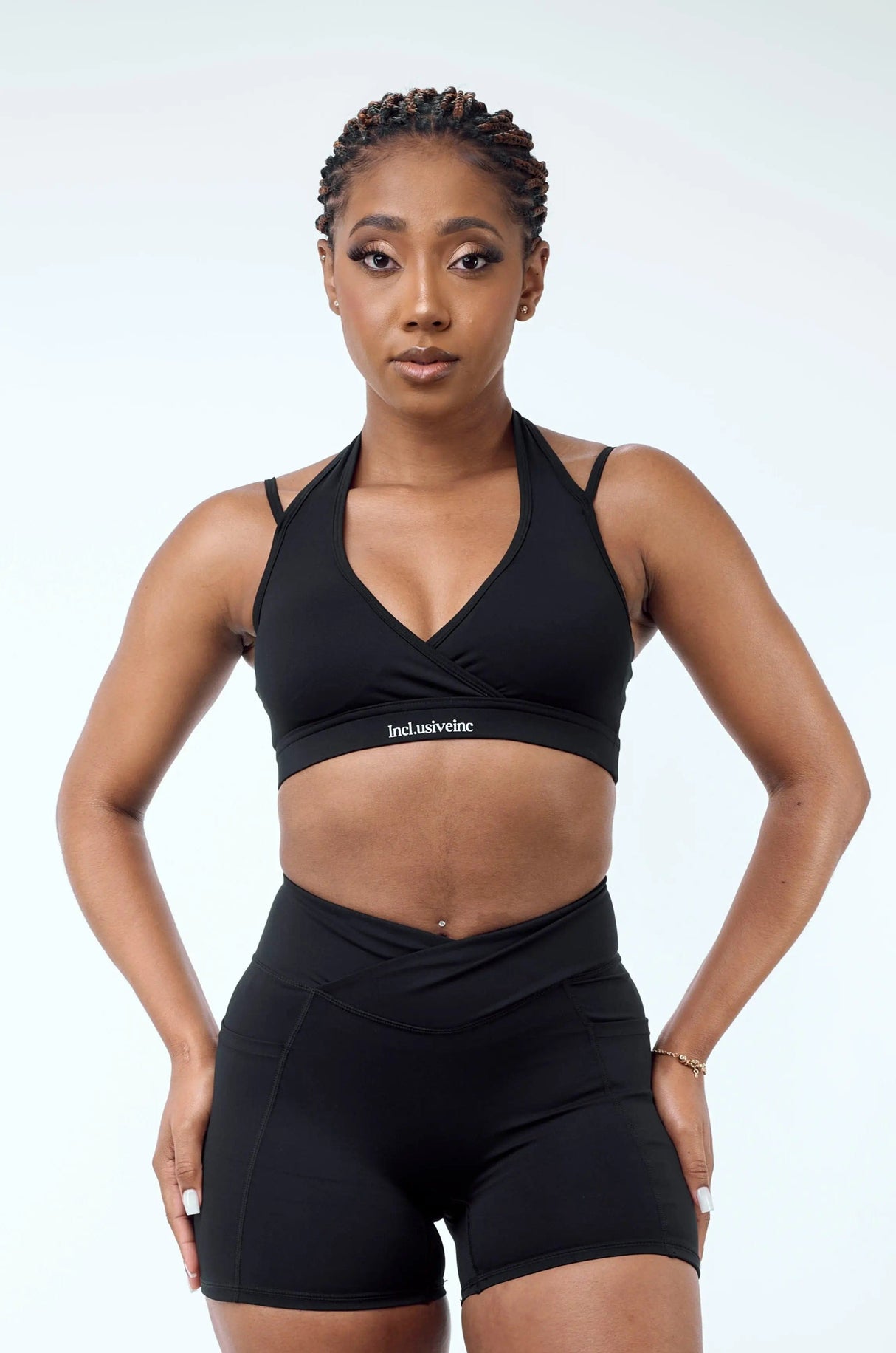 Black Halter Strap Sports Bra