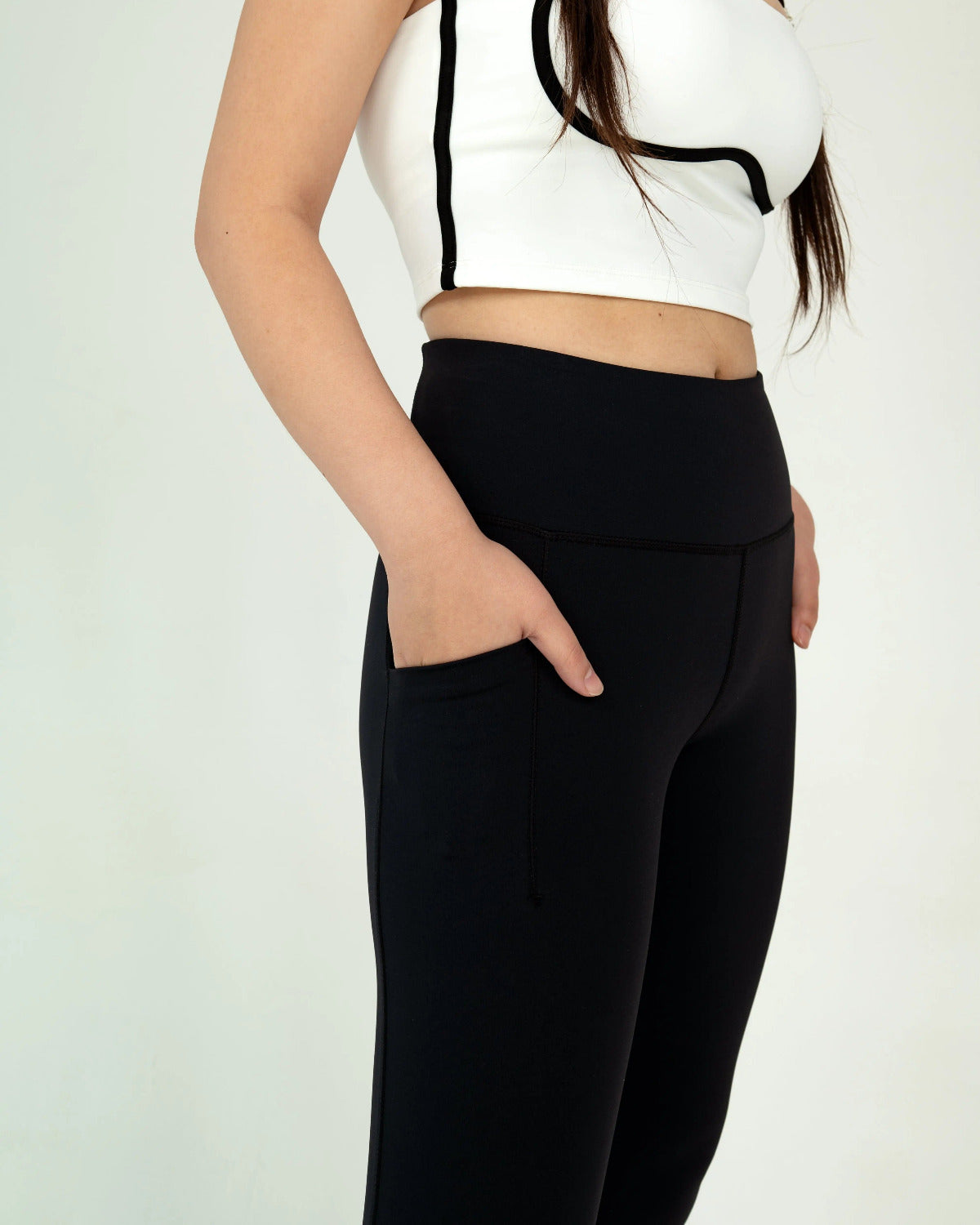 Khaki High Waist Leggings with Pockets