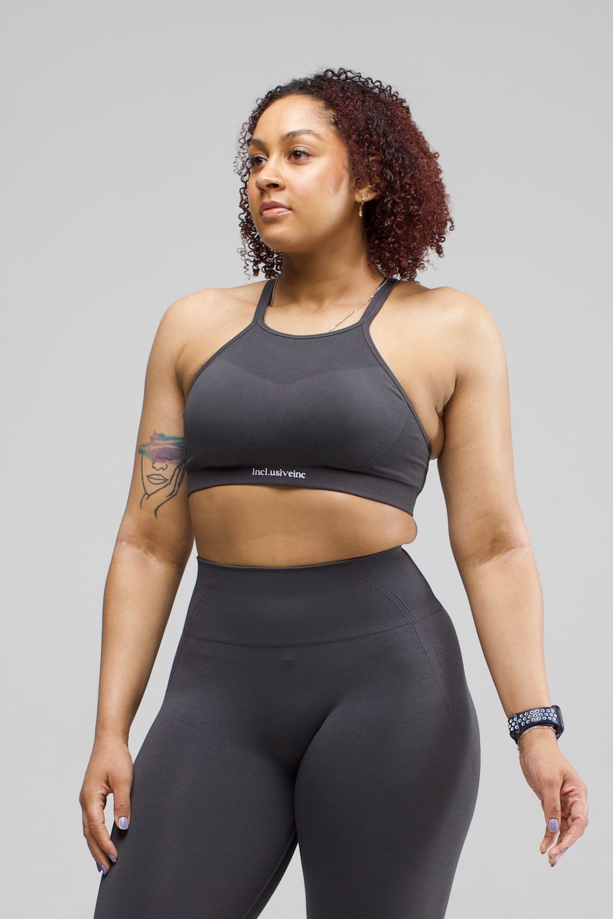 seamless sports bra charcoal