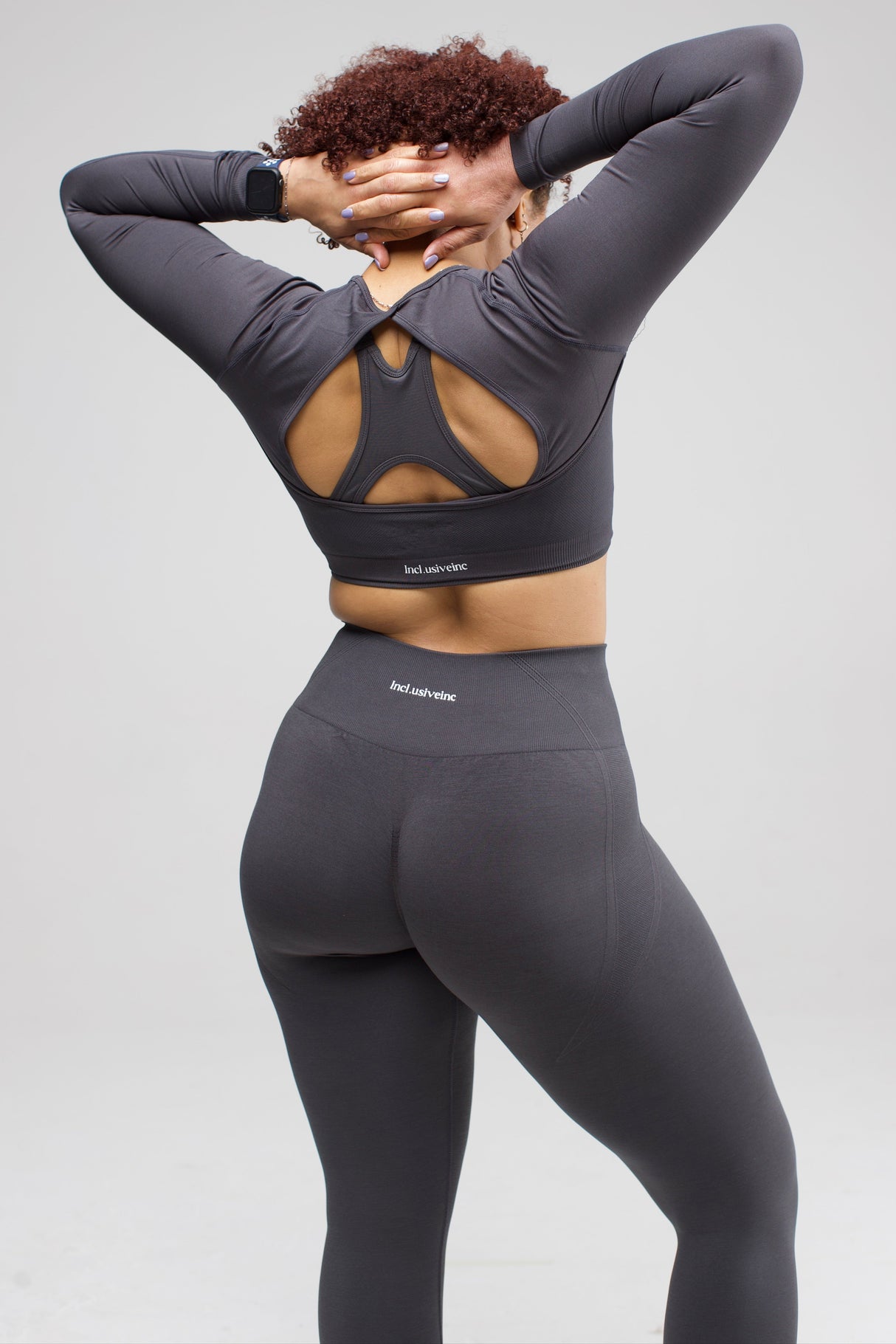charcoal grey long sleeve crop top