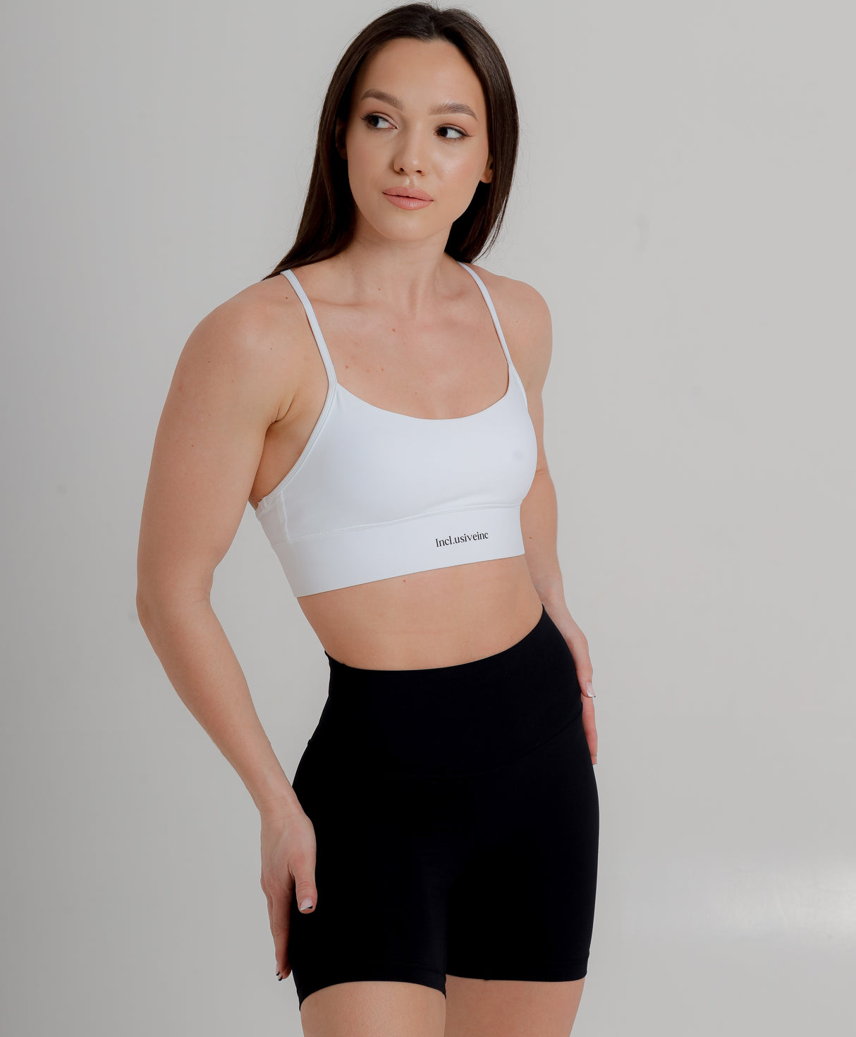 active white racer back sports bra
