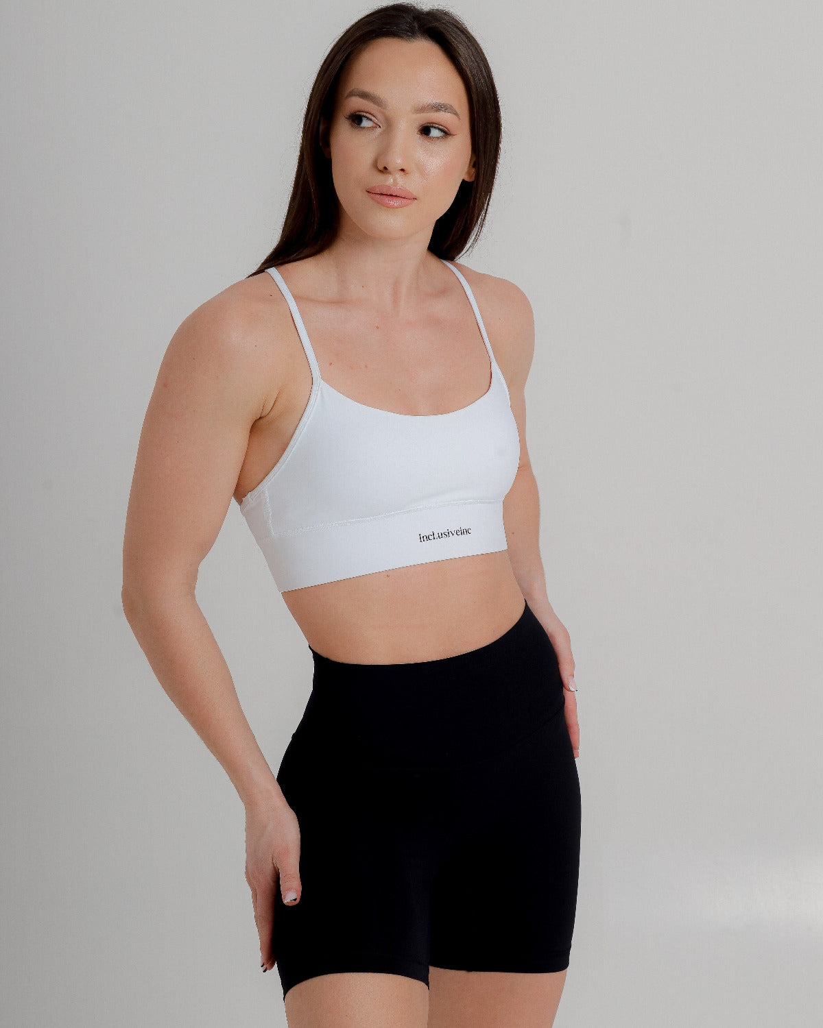 active white racer back sports bra