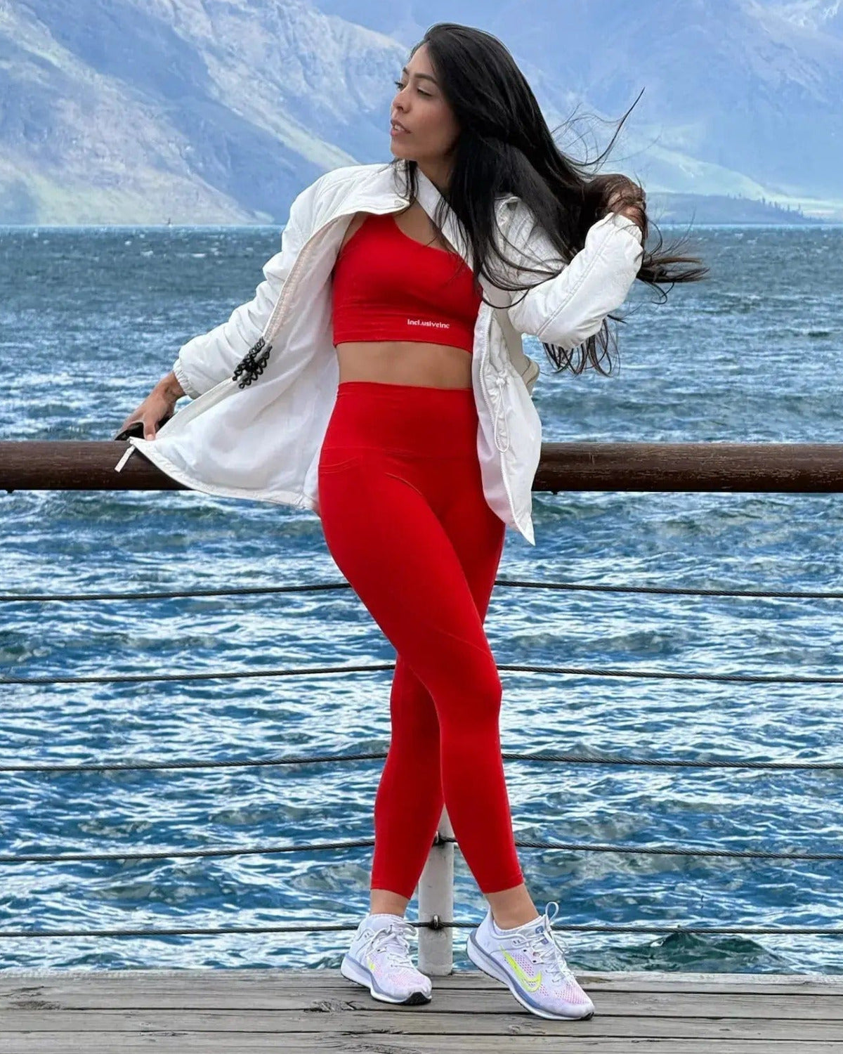 Active Red  Leggings with Pockets Incl.usiveinc - Premium Activewear