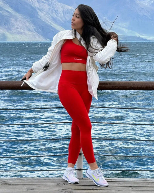 Active Red  Leggings with Pockets Incl.usiveinc - Premium Activewear