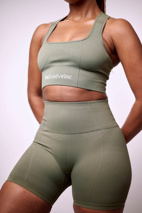 Army Green Warm High-Waist Shorts