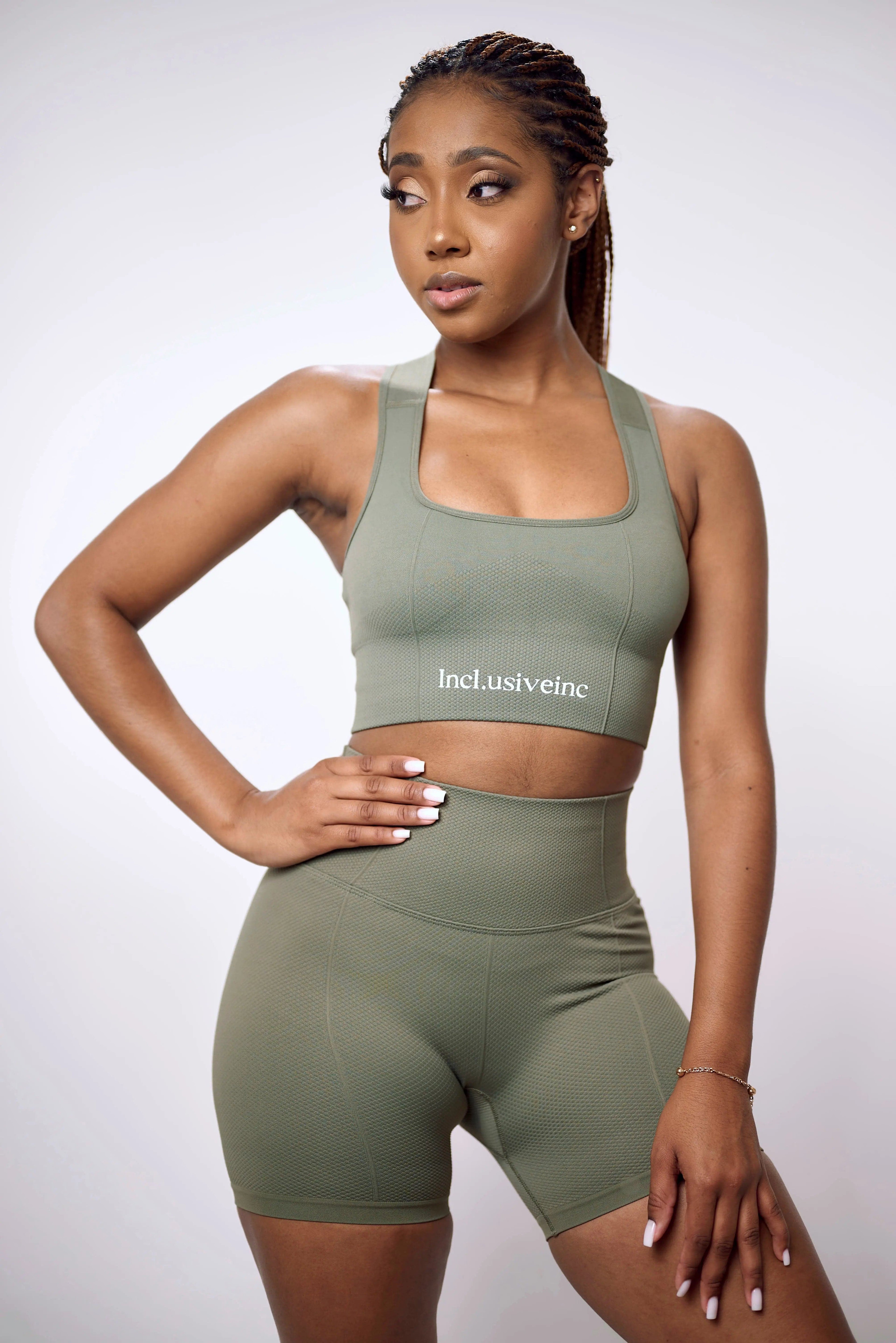Army Green Warm Short Set