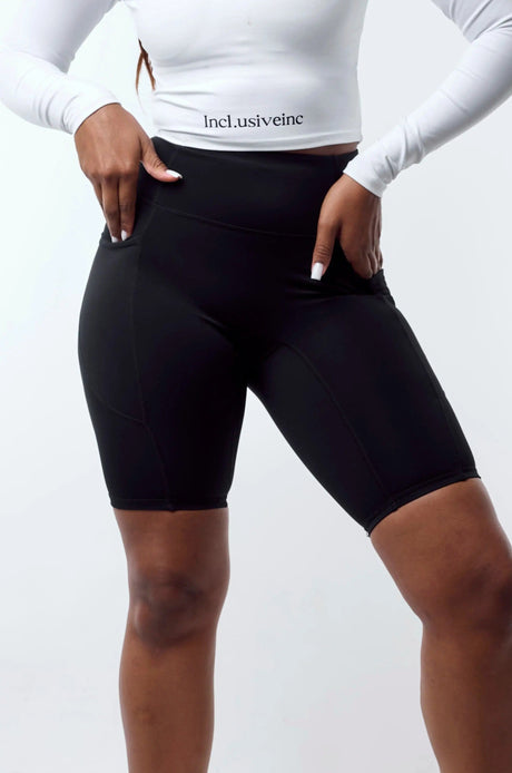 Black Biker Shorts with Pockets