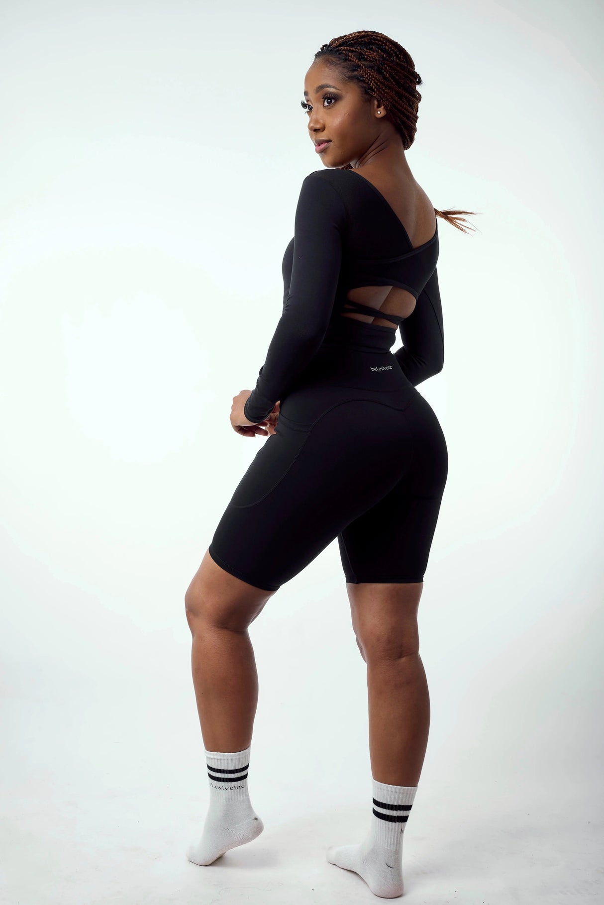 Black Biker Shorts with Pockets