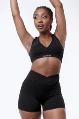 Black Halter Strap Sports Bra