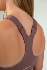 Chestnut Zip-Up Sports Bra