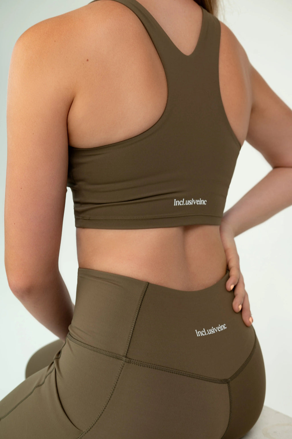 Khaki High Waist Leggings with Pockets