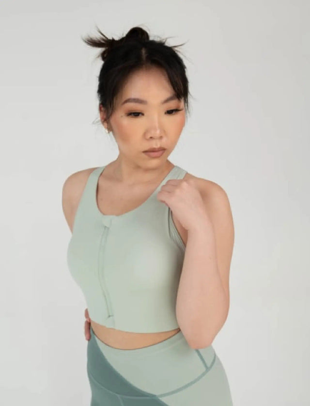 Mint Zip-Up Sports Bra