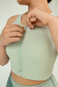 Mint Zip-Up Sports Bra