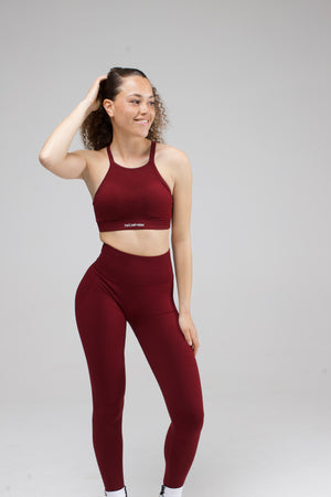 seamless sports bra burgandy