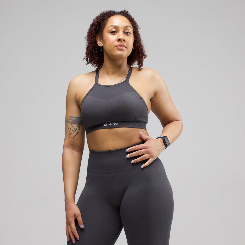 seamless sports bra charcoal