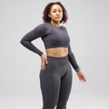charcoal grey long sleeve crop top