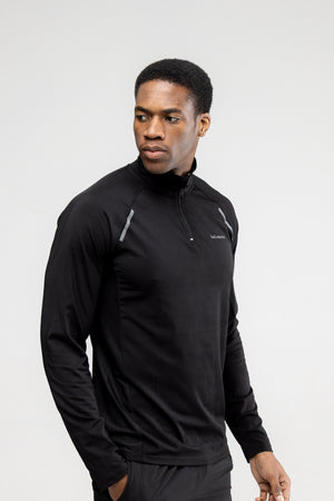 men’s zip long sleeve training top black 