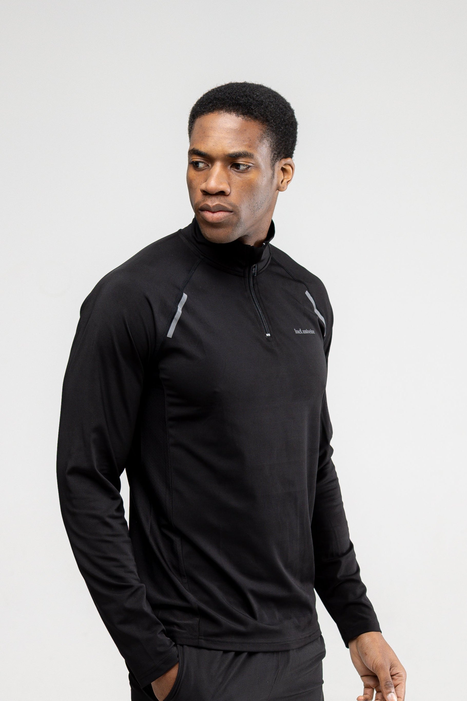 Black men’s zip long sleeve training top 