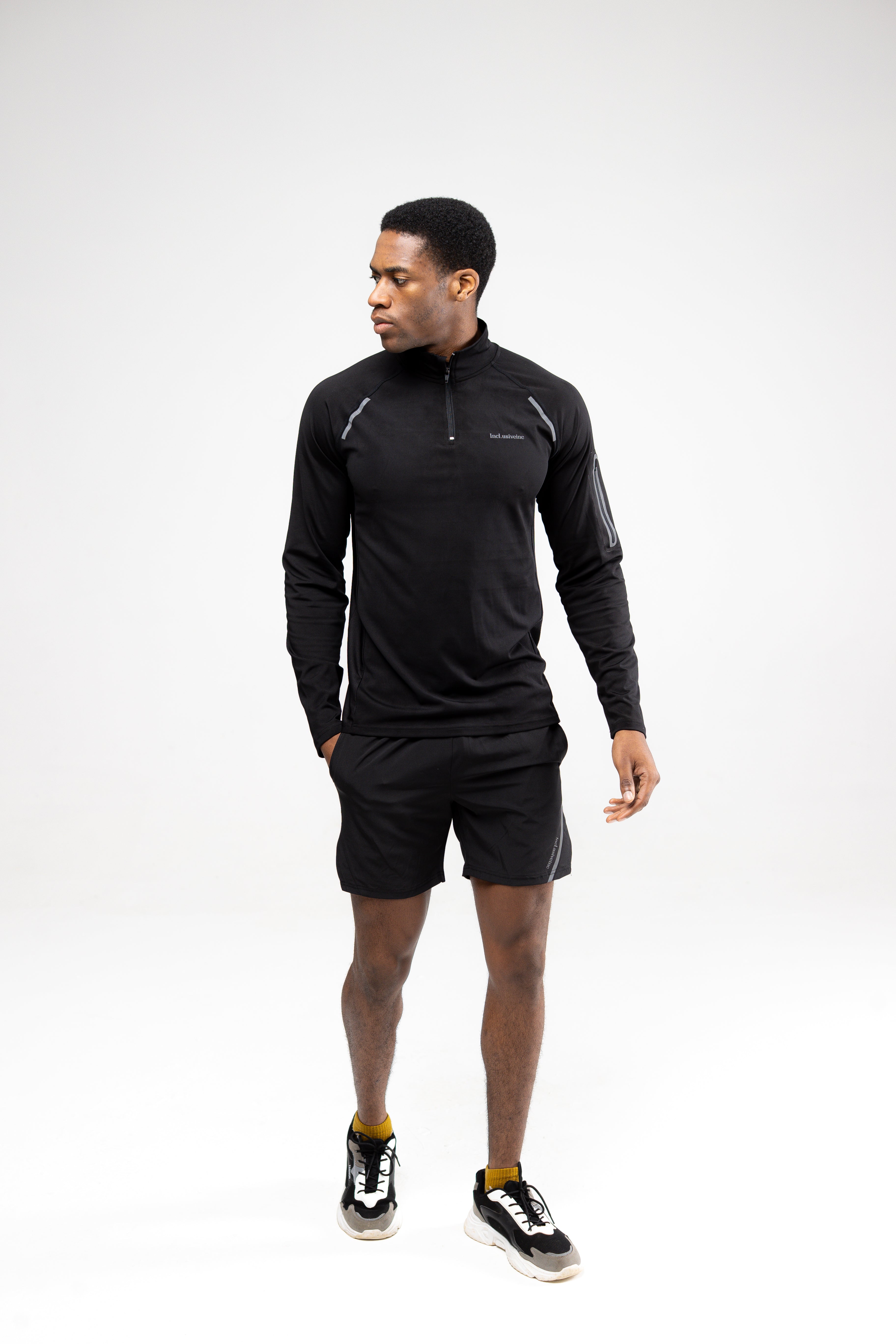 Black men’s zip long sleeve training top 