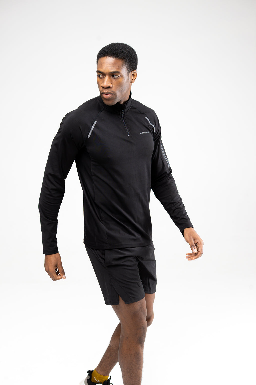 Black men’s zip long sleeve training top 