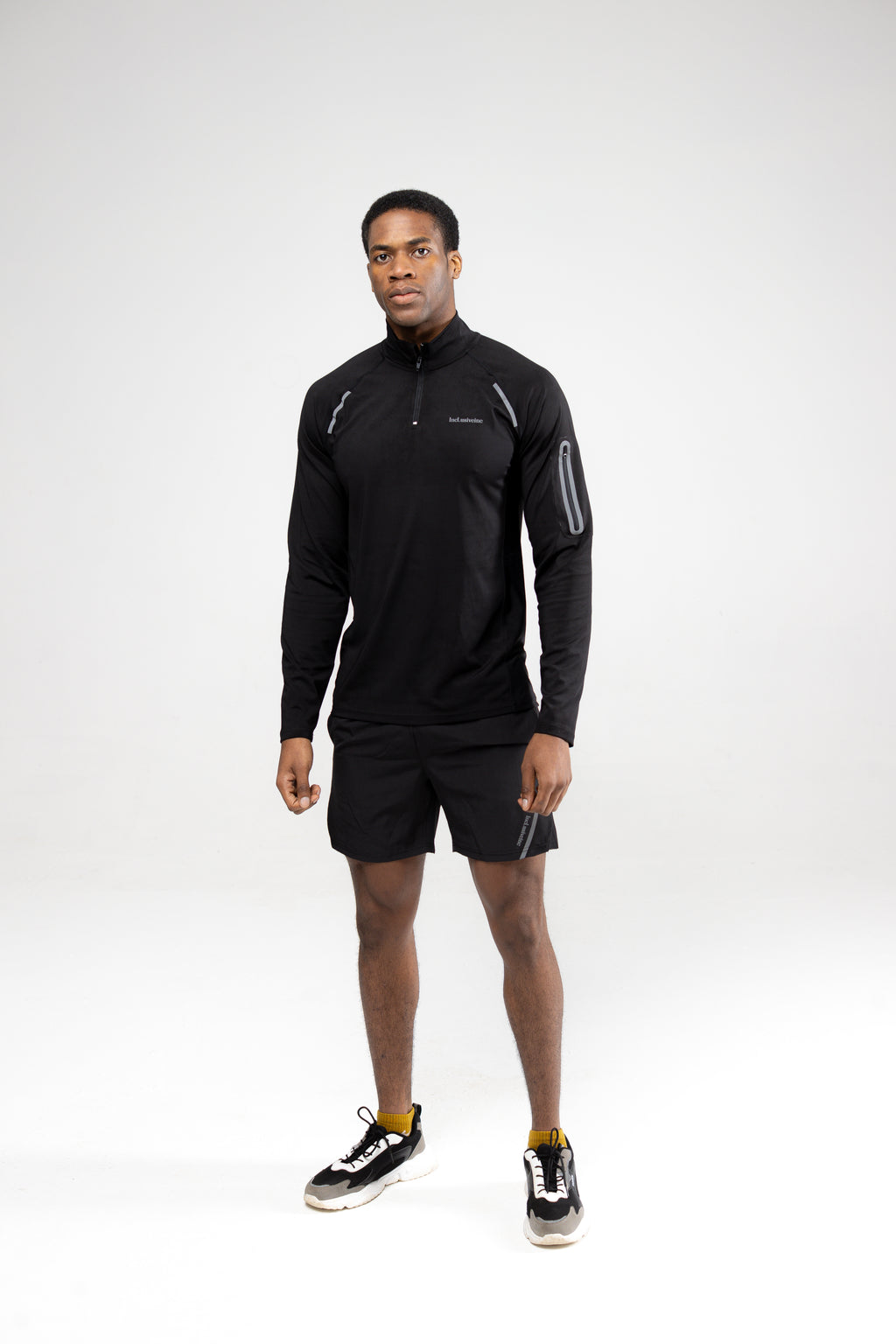 Black men’s zip long sleeve training top 