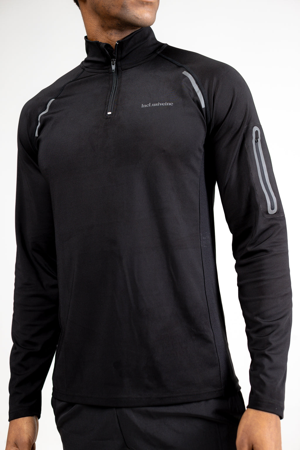 Black men’s zip long sleeve training top 