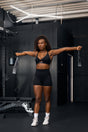 high waist black peformance shorts 