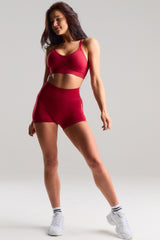 Seamless Strappy Sports Bra with white Logo