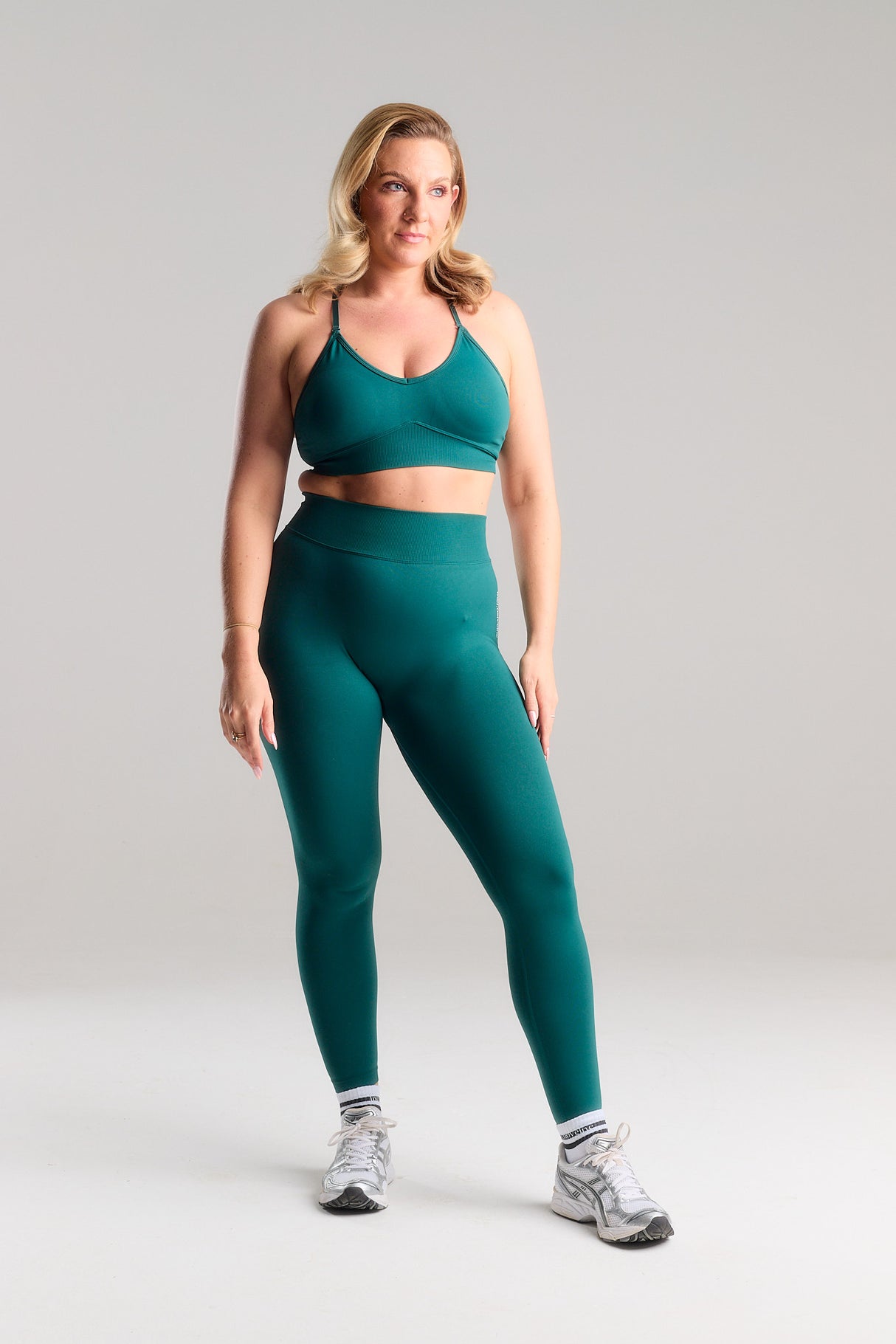 Sculpt Collection Seamless Leggings with White Logo Green