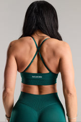 Seamless Strappy Sports Bra with white Logo