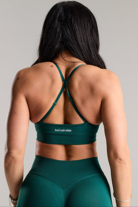 Seamless Strappy Sports Bra with white Logo