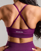 Seamless Strappy Sports Bra with white Logo