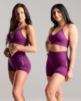 Seamless Strappy Sports Bra with white Logo