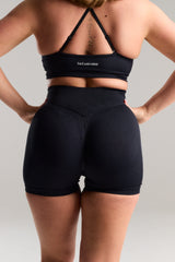 Seamless Strappy Sports Bra with white Logo