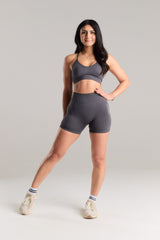 Seamless Strappy Sports Bra with white Logo