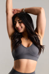 Seamless Strappy Sports Bra with white Logo